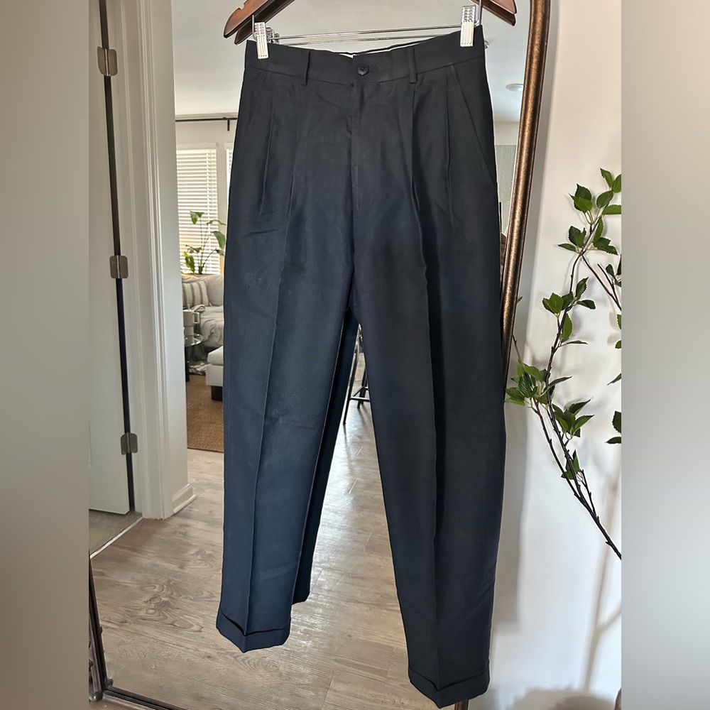 Structure linen pleated cuffed men’s pant
